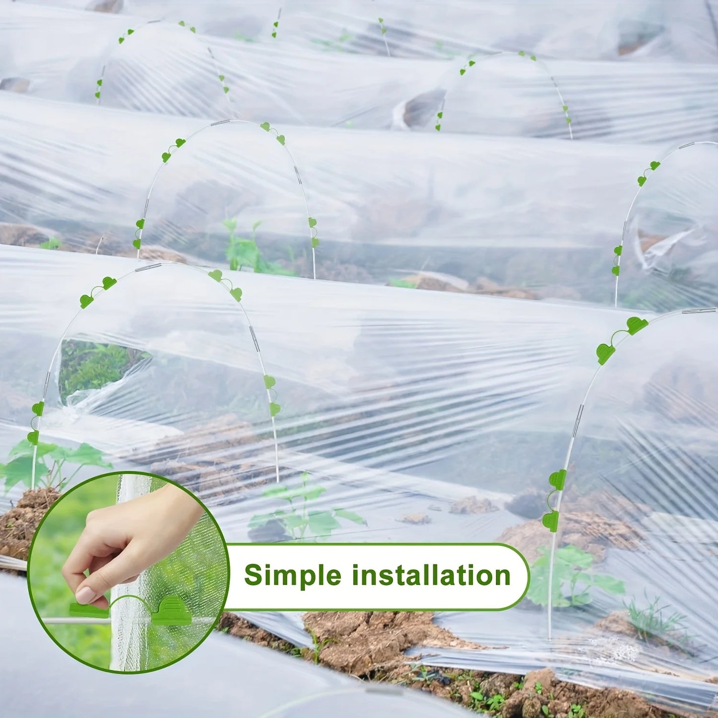 Greenhouse hoops suitable for DIY or wider plant tunnels, rust resistant fiberglass poles, and plant supported garden stakes