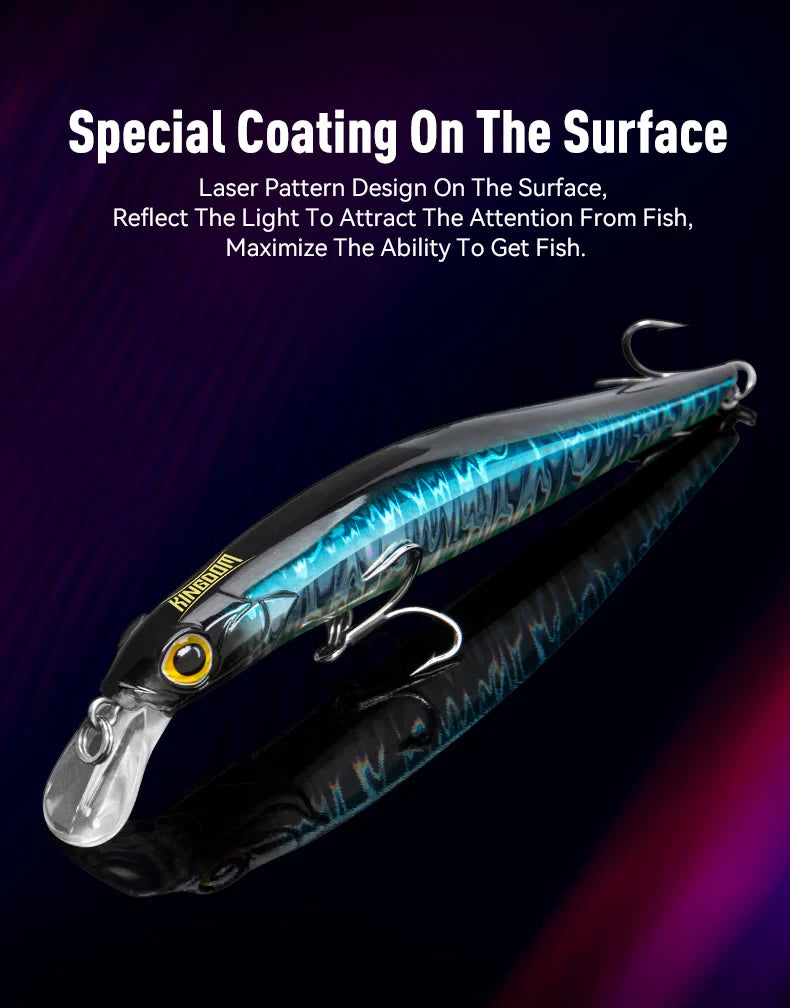 Kingdom Sinking Minnow Saltwater Fishing Lures  Crankbait  Hard Baits Good Action Wobblers Artificial Trout Lure For Sea Bass
