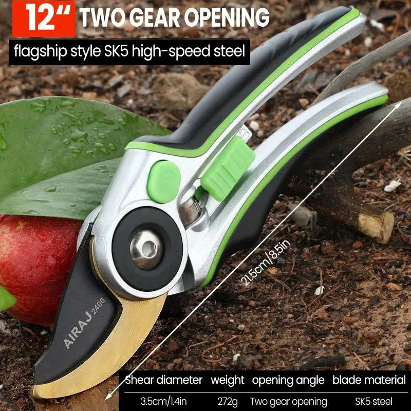 AIRAJ Pruning Shears Full Category, Multi-gear Adjustment Large Opening Super Sharp Manual Trimmer Professional Garden Shears