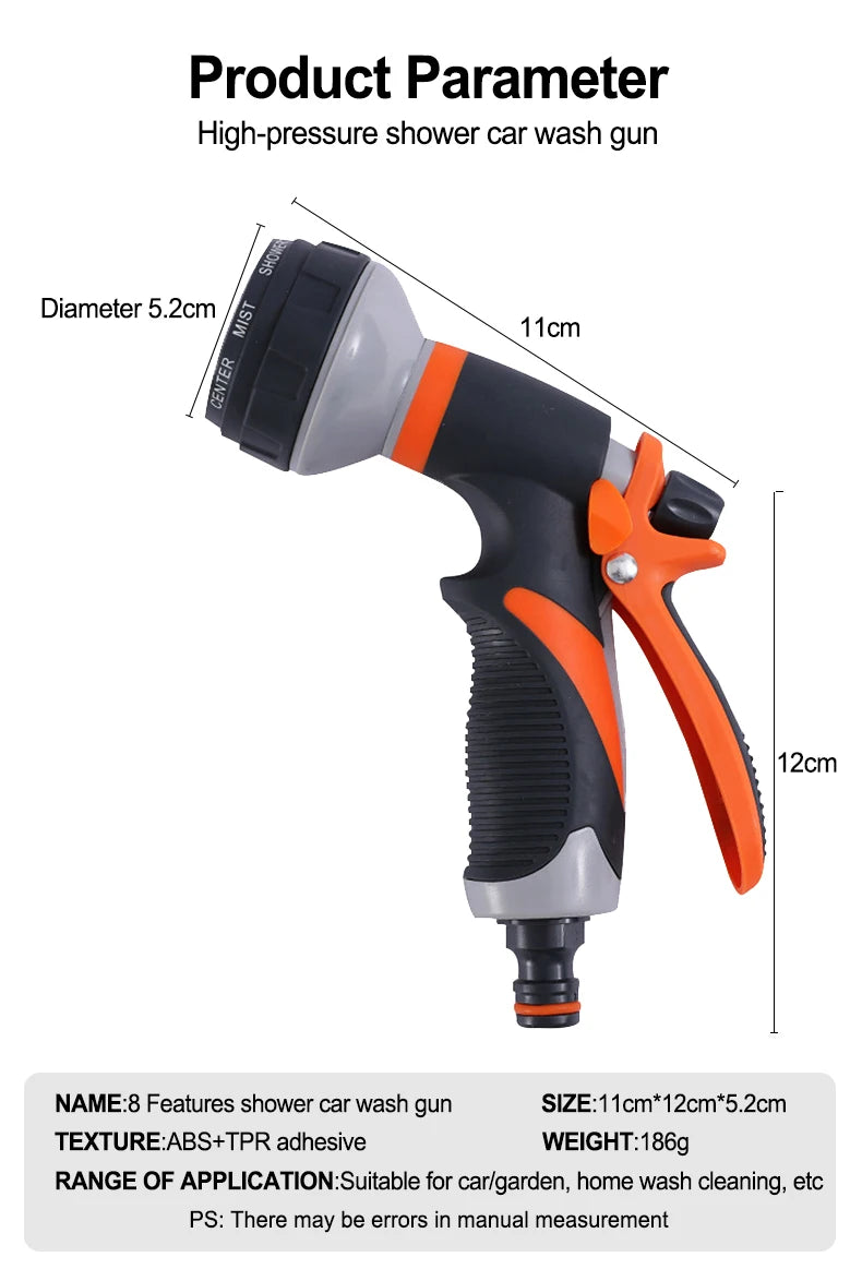 Car wash gun Spray Lawn Watering Multi-Function Car Wash High Pressure Durable Hand-Held Tools Hose Sprinkle Nozzle Garden