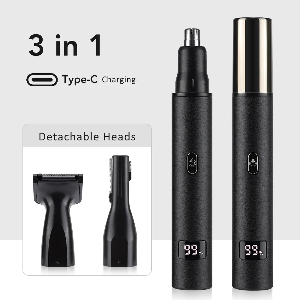 3 in 1 Mini Pocket Nose Hair Trimmer Painless Clipper Nose Ears Hair Eyebrow Waterproof Portable Trimmer For Men Women