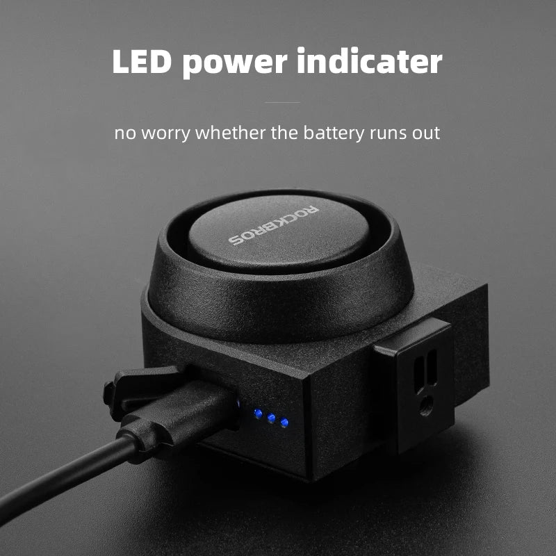 ROCKBROS Bicycle Bell Type-C Vibration Anti Theft Electric Bike Alarm Horn with Wireless Remote Control Security Alarm System