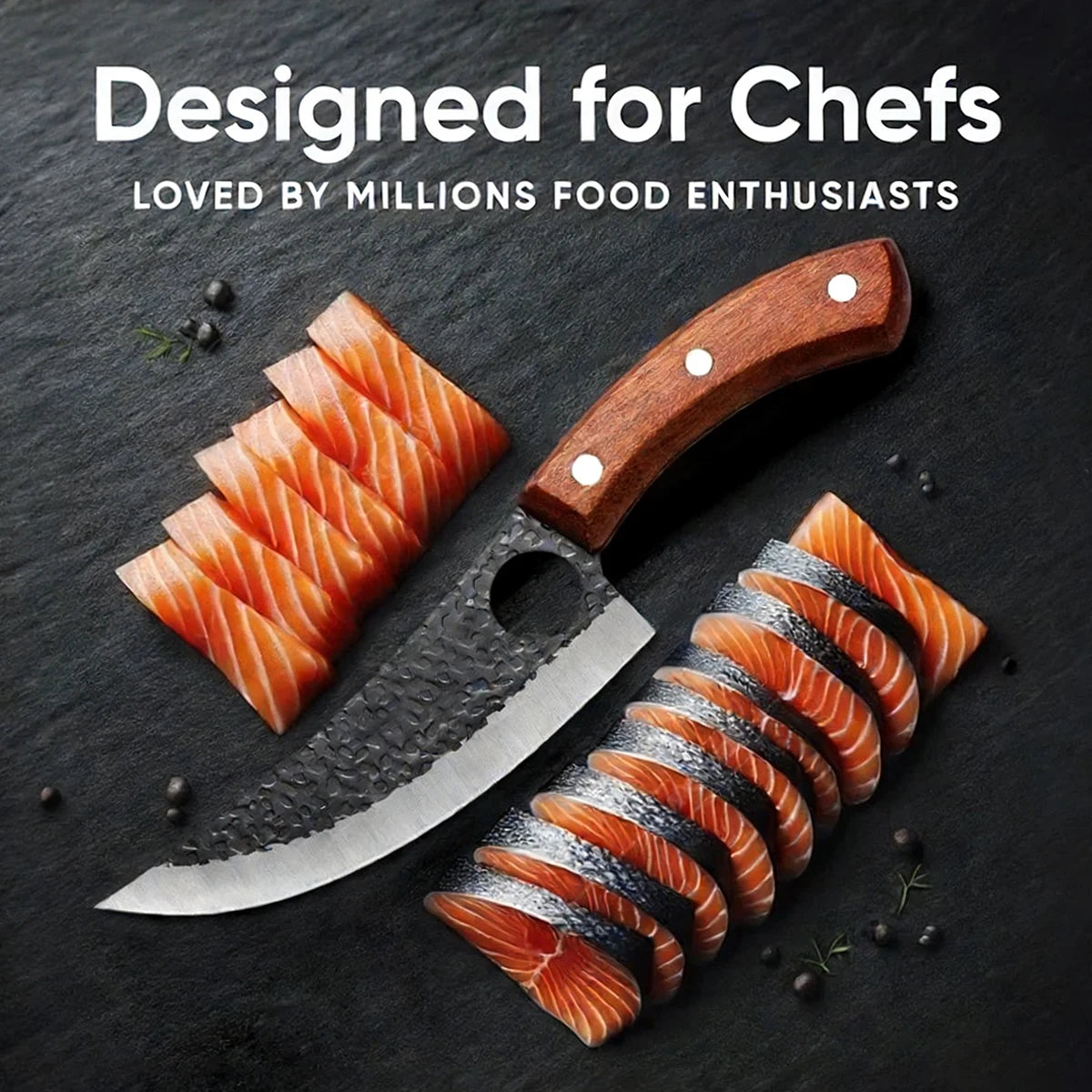 Professional Hand Forged Butcher Knife with Wooden Handle Stainless Steel Boning Knife Cutter Full Tang Kitchen Knife