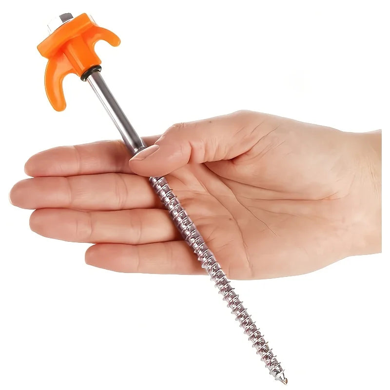 Heavy Duty Tent Stakes,  Metal Ground Anchor Screw-In, Threaded Ground Anchors with Hex Head