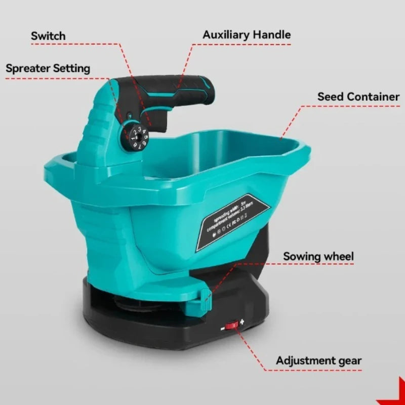 6 Gears Automatic Fertilizer Spreader Handheld Electric Fertilizer Spreader Grass Seed Vegetable Garden Power Tools Agricultural