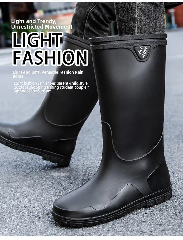 German Style Thickened Long High-Tube Rain Boots Men's Anti-Slip Outdoor Camping Fishing Snake Bite Proof Water Shoes