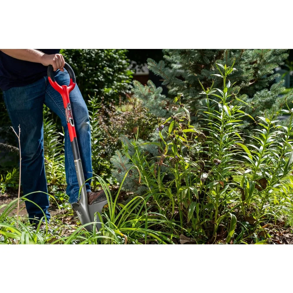 Heavy Duty Garden Shovel with Serrated Steel Blade for Digging and Cutting Roots
