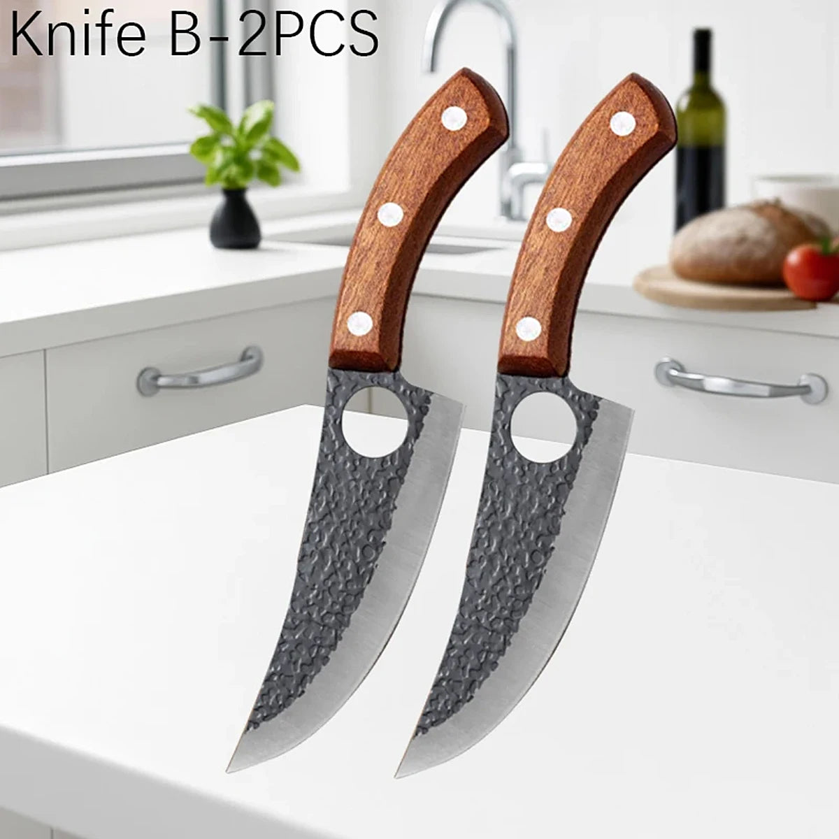 Professional Hand Forged Butcher Knife with Wooden Handle Stainless Steel Boning Knife Cutter Full Tang Kitchen Knife