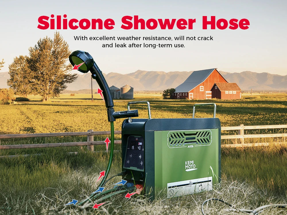 UTV Portable Shower Botane Outdoor Water Heater with Pump Max 100 Mins 3s Instant Hot 20,000 BTU 4000mAh Rechargeable Battery