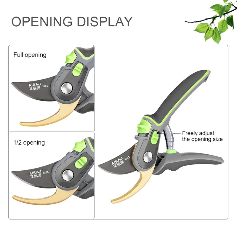 AIRAJ Industrial Grade Pruning Shears Are Labor-Saving Gardening Tools With Sharp, Durable, And Non Slip Scissors