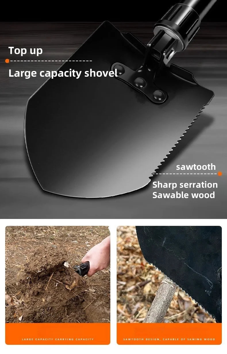 Foldable Engineer Shovel Multifunctional outdoor thickened camping shovel is easy to carry