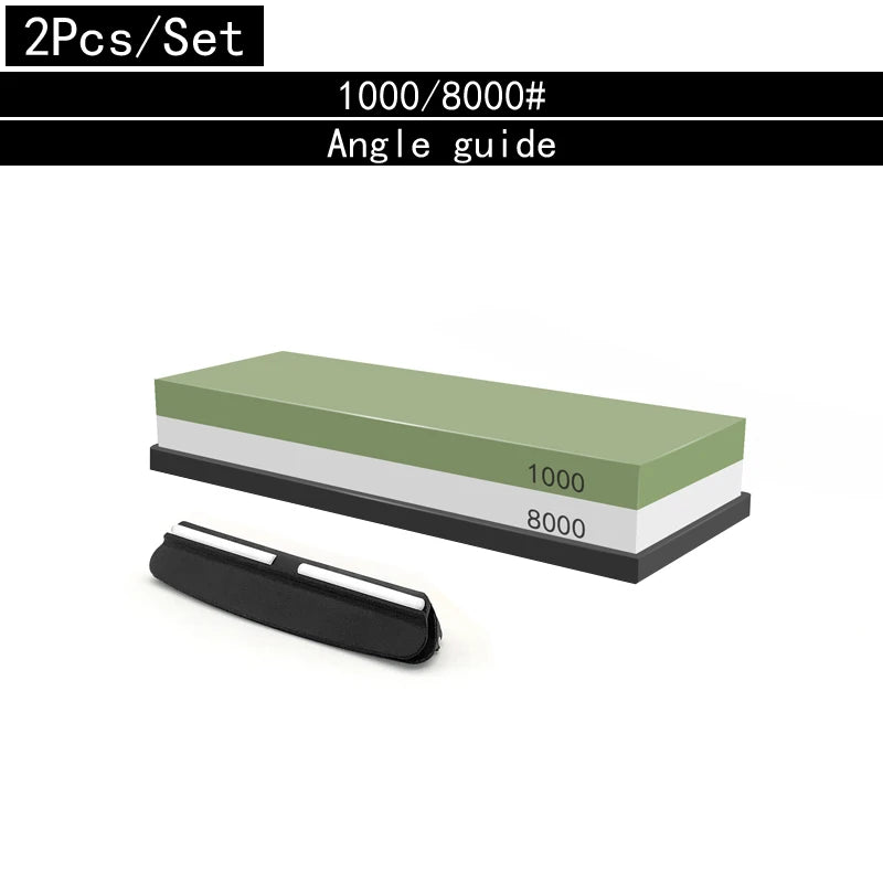 2in1 Professional Sharpening stones Knife sharpener Double-side Whetstone Grinder stone Watster stone Bamboo base Angle guide