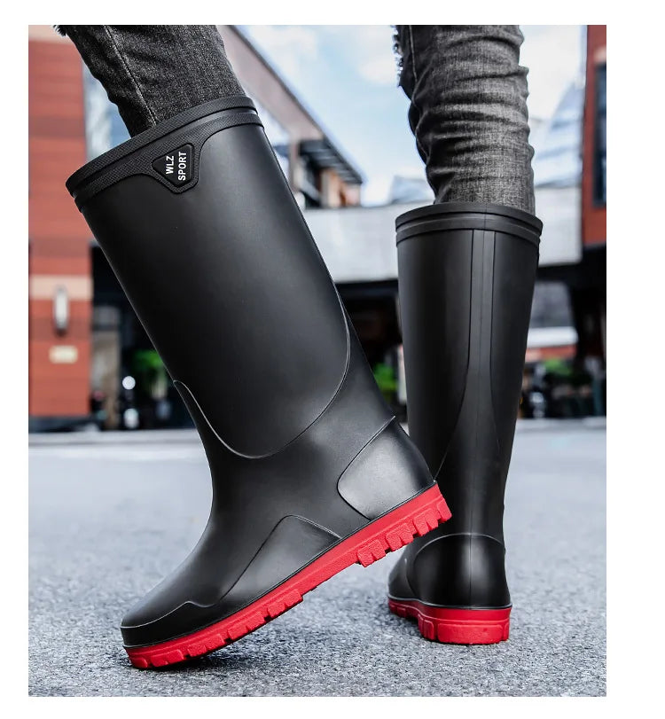 German Style Thickened Long High-Tube Rain Boots Men's Anti-Slip Outdoor Camping Fishing Snake Bite Proof Water Shoes