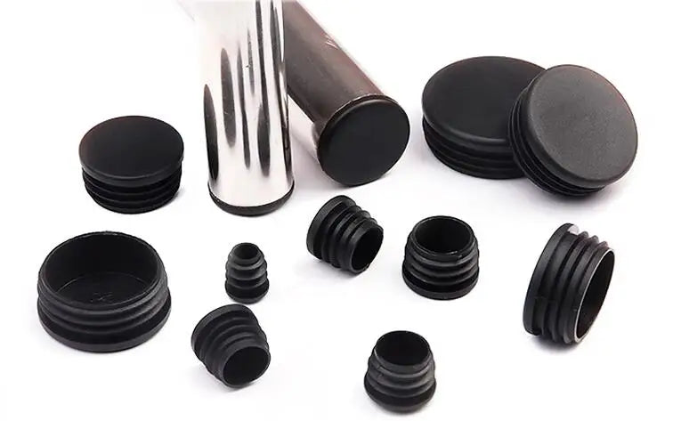 PE Plastic Black Round Pipe Plug 12 14 16 19 20 22 25 28 30~76mm Chair Non-Slip Foot Pads Sealing Cover 2-20pcs