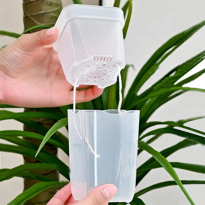 5/1pcs Transparent Self Watering Pots Automatic Absorbent Cotton Wick Plant Pot Garden Seedlings Flowerpot Nursery Cups Planters