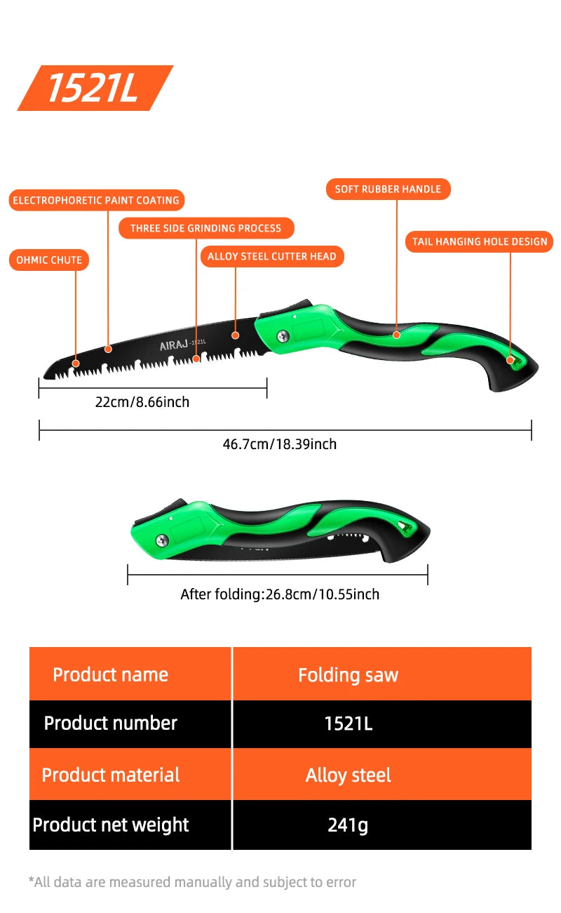 AIRAJ Multifunctional Folding Saw Steel Sharp And Wear-Resistant Portable Household Hand Saw Woodworking Saw