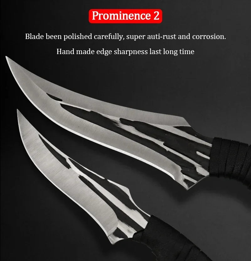 WXCOO Hand-Forged Butcher Knife Stainless Steel Kitchen Knife Full Tang Meat Cleaver Boning Chef Knife for Barbecue Cooking