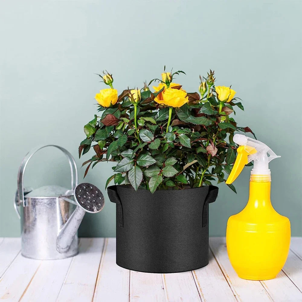 5-Pack Grow Bags/Aeration Fabric Pots with Handles(Available Capacities: 3 Gallon，4 Gallon, 5 Gallon, 7 Gallon, 30 Gallon)