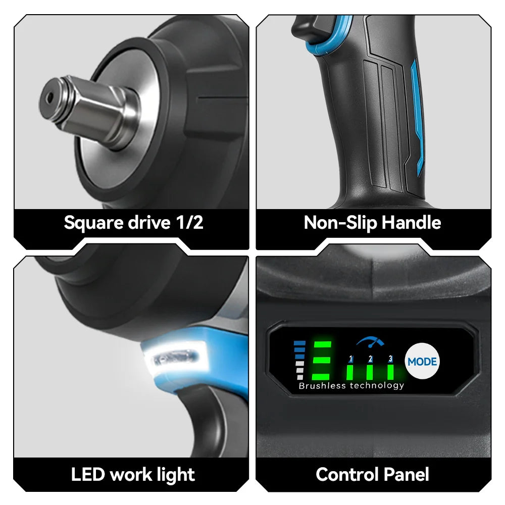 ONEVAN 2800N.M Brushless Cordless Electric Impact Wrench Power Handheld Screwdriver Car Repair Tool For Makita 18V Battery Pin