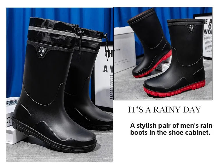 German Style Thickened Long High-Tube Rain Boots Men's Anti-Slip Outdoor Camping Fishing Snake Bite Proof Water Shoes