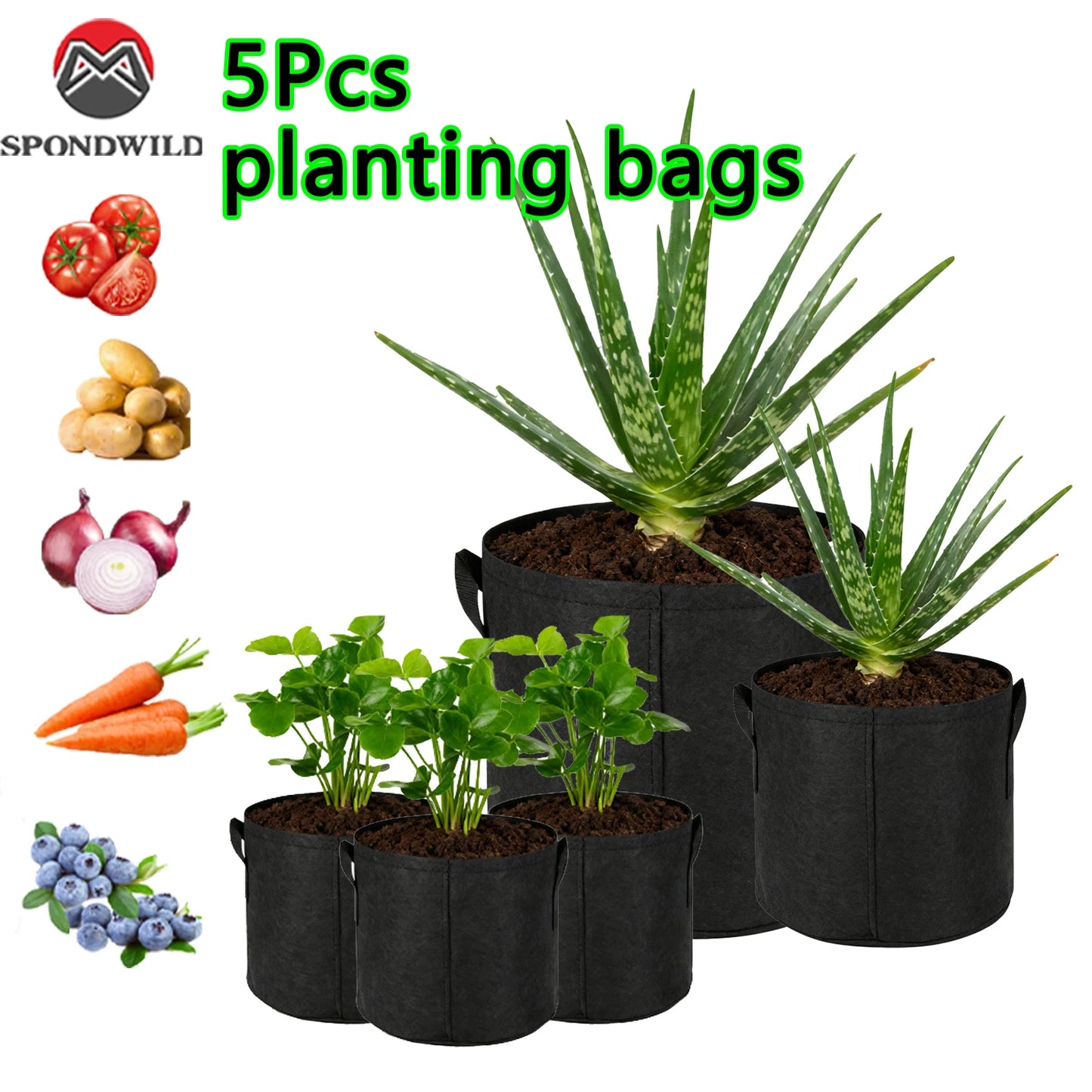 10 Gallon Grow Bags for Vegetable/Flower/Plant, 5 Gallon Aeration Fabric Pots with Handles Cloth Pots for Plants Garden Gift