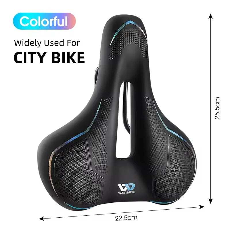 WEST BIKING MTB Bike Bicycle Saddle Rail Hollow Breathable Absorption Rainproof Soft Comfortable Sponge Casual Road Cycling Seat