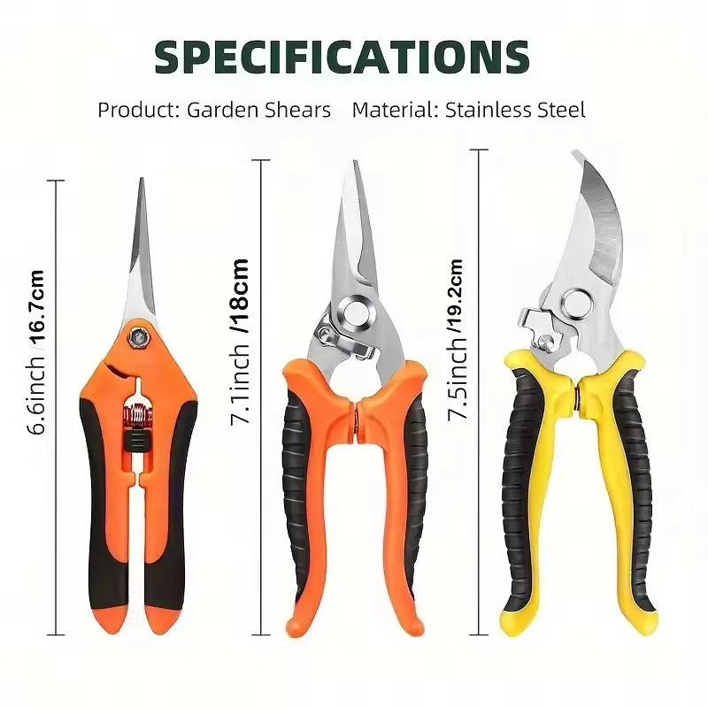 3PCS Gardening Scissors Set Ergonomic Non-Slip Handles Safety Lock Pruning Shears Beginner Gardening Set Can Cut Roses and More!