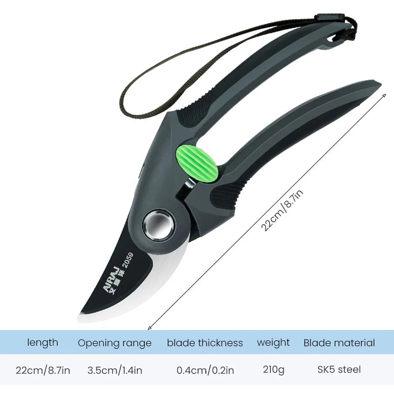 AIRAJ Pruning Shears Full Category, Multi-gear Adjustment Large Opening Super Sharp Manual Trimmer Professional Garden Shears