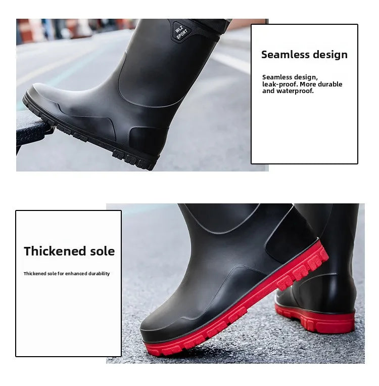 German Style Thickened Long High-Tube Rain Boots Men's Anti-Slip Outdoor Camping Fishing Snake Bite Proof Water Shoes