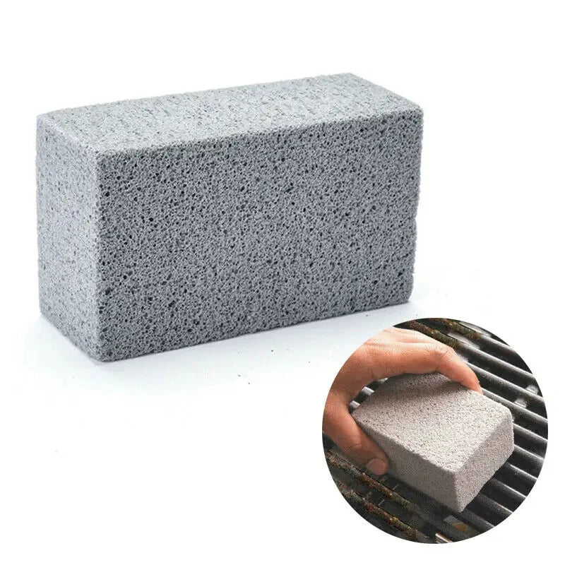1PC BBQ Grill Cleaning Brush with Pumice Brick Block - Outdoor Kitchen Barbecue Cleaning Tool for Grill Rack