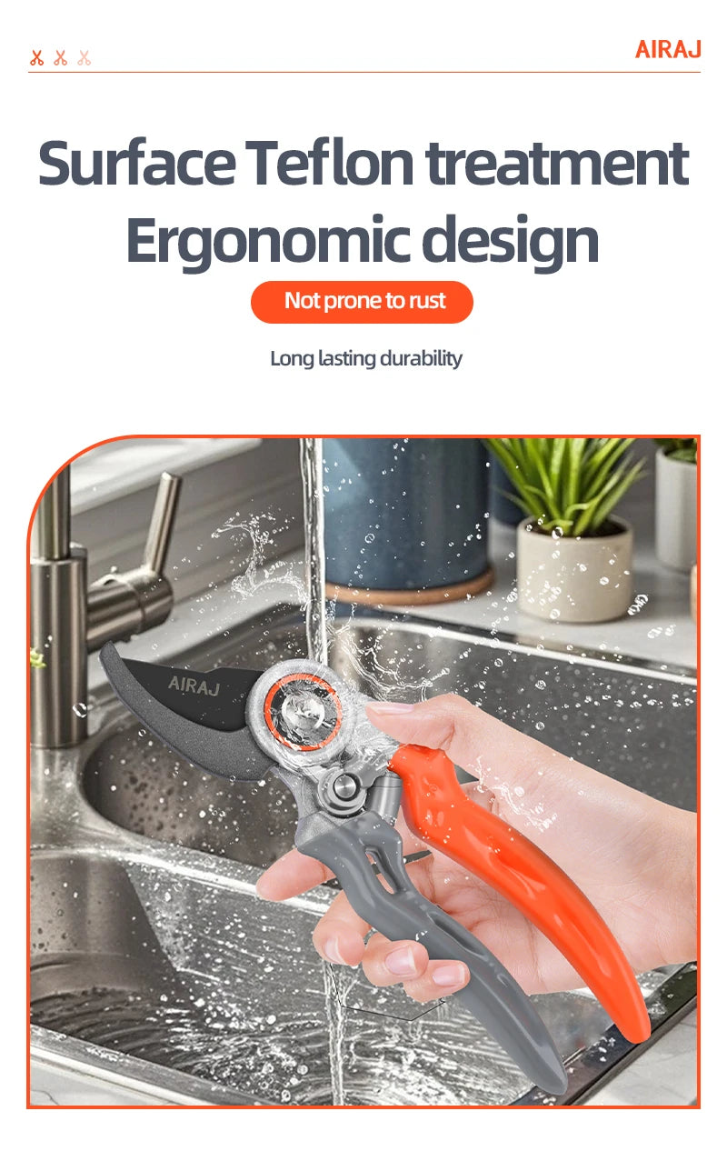 AIRAJ Pruning Shears Full Category, Multi-gear Adjustment Large Opening Super Sharp Manual Trimmer Professional Garden Shears