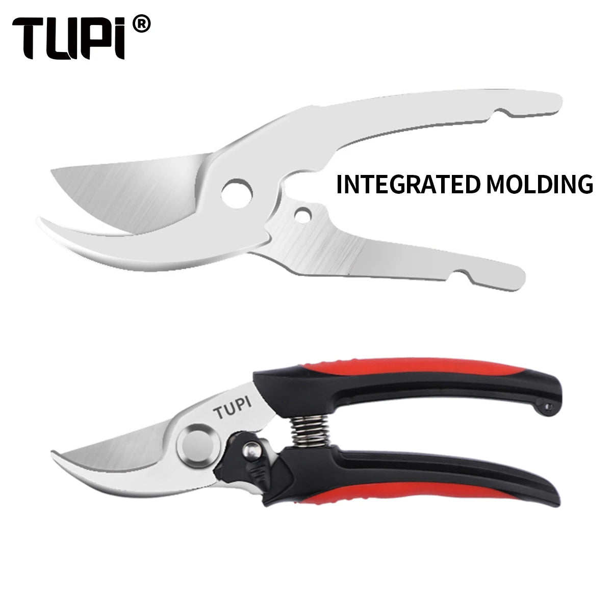 TUPI Stainless Steel Pruning Shears Sharp Branch Scissors with Non Slip Handle for Garden Fruit Tree Trimming Tools