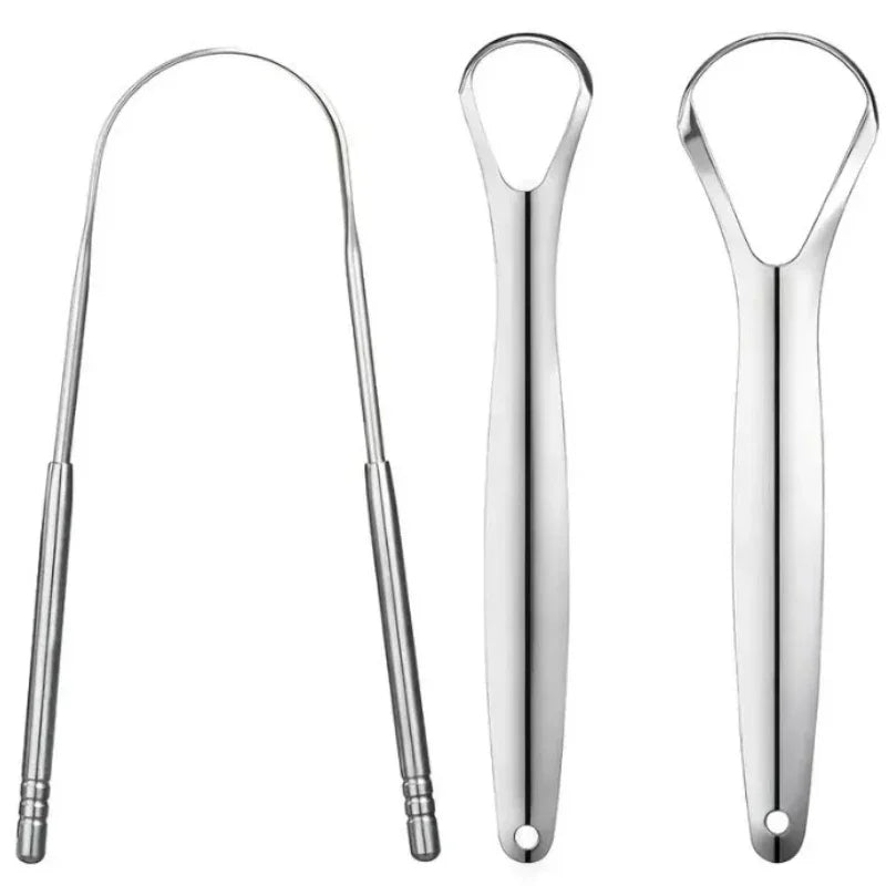 Premium 1pcs/3pcs Metal Tongue Scraper Cleaner for Adults & Kids Portable Stainless Steel Tongue Scrapers Brushes for Removing