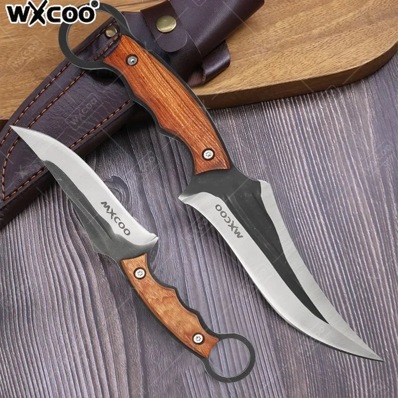 WXCOO Hand-Forged Butcher Knife Stainless Steel Kitchen Knife Full Tang Meat Cleaver Boning Chef Knife for Barbecue Cooking