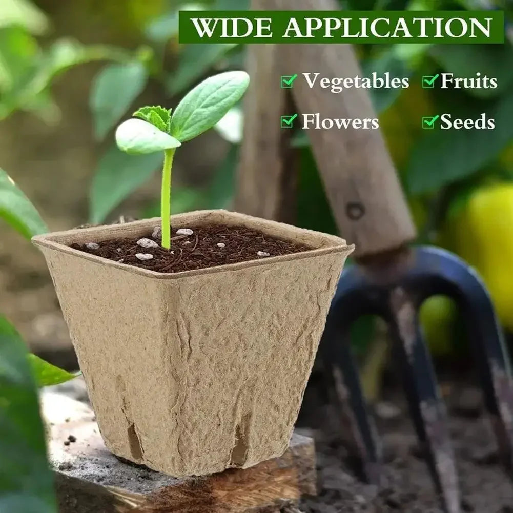 50Pcs Plant Pots Nursery Cups Garden Tray Biodegradable Paper Pulp Peat Pots 6/8cm Plant Grow Bags For Home Garden Accessories