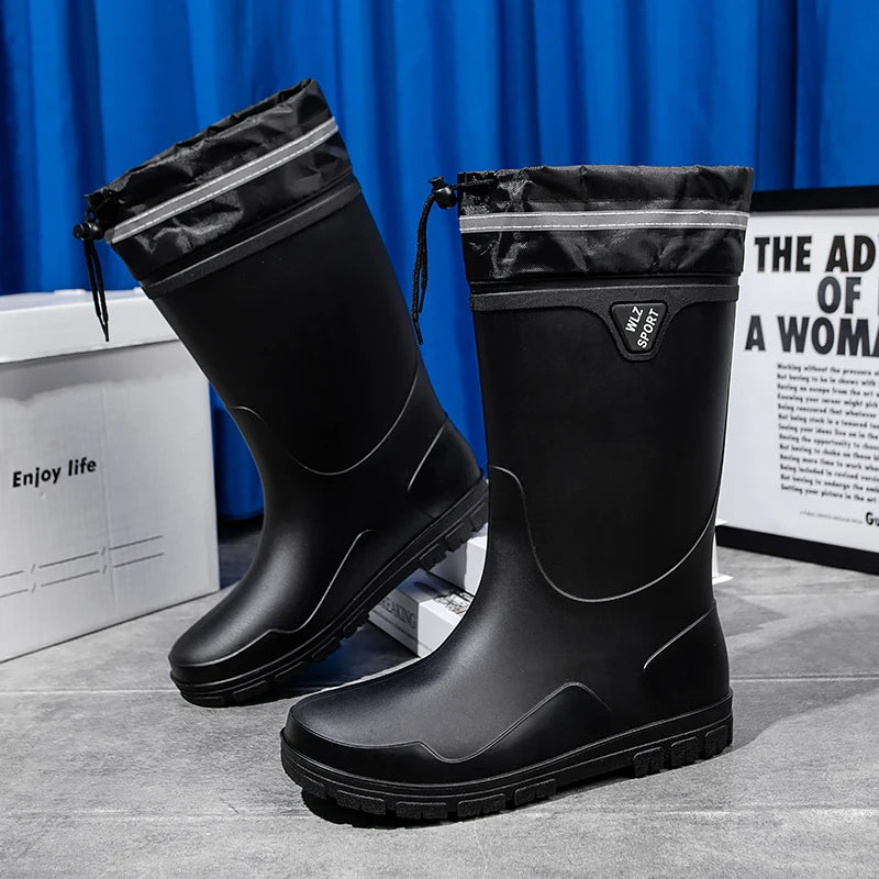 German Style Thickened Long High-Tube Rain Boots Men's Anti-Slip Outdoor Camping Fishing Snake Bite Proof Water Shoes