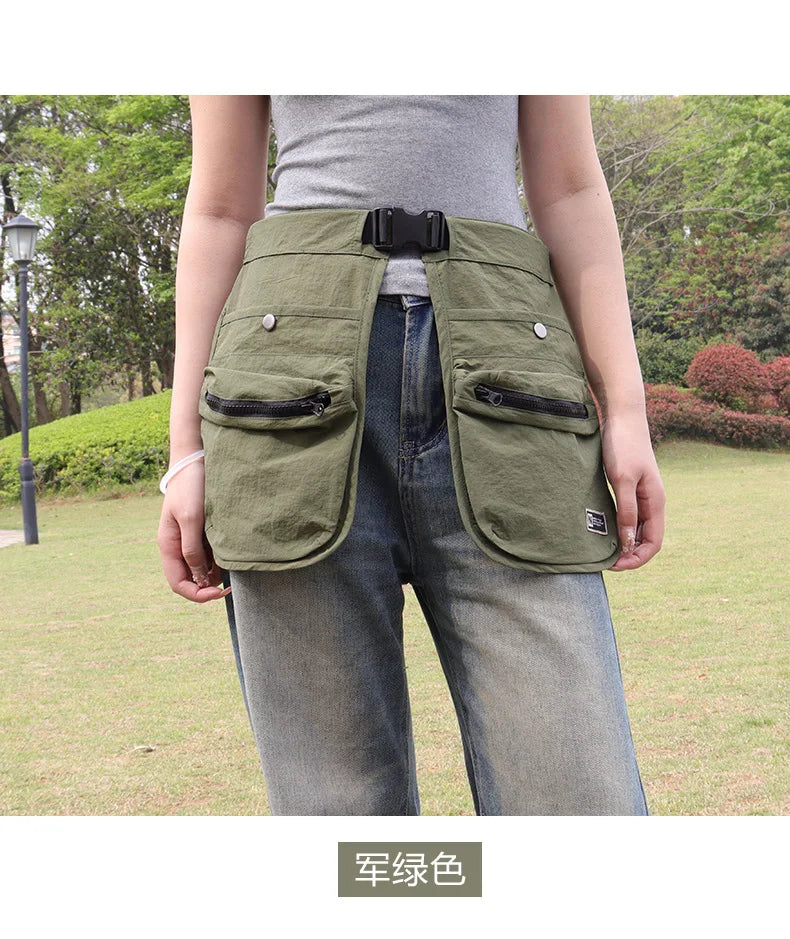 Waterproof Multi-pocket Half Apron Makeup Artist Hairdresser Outdoor Running Waist Apron