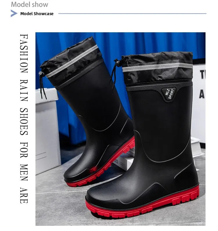 German Style Thickened Long High-Tube Rain Boots Men's Anti-Slip Outdoor Camping Fishing Snake Bite Proof Water Shoes
