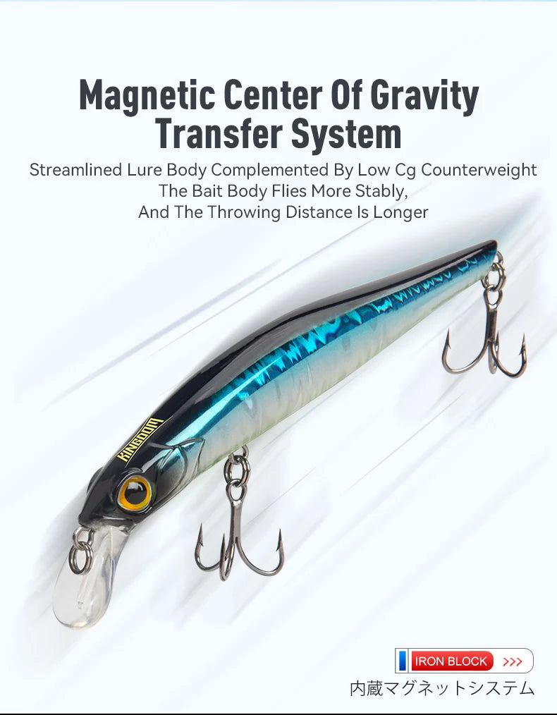 Kingdom Sinking Minnow Saltwater Fishing Lures  Crankbait  Hard Baits Good Action Wobblers Artificial Trout Lure For Sea Bass