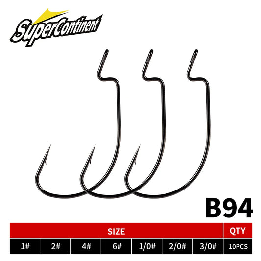 Supercontinent 10pcsB94Fishing hook Offset 6# - 3/0# crank hook for soft worm bait fishhook crankbait fishing tackle accessories