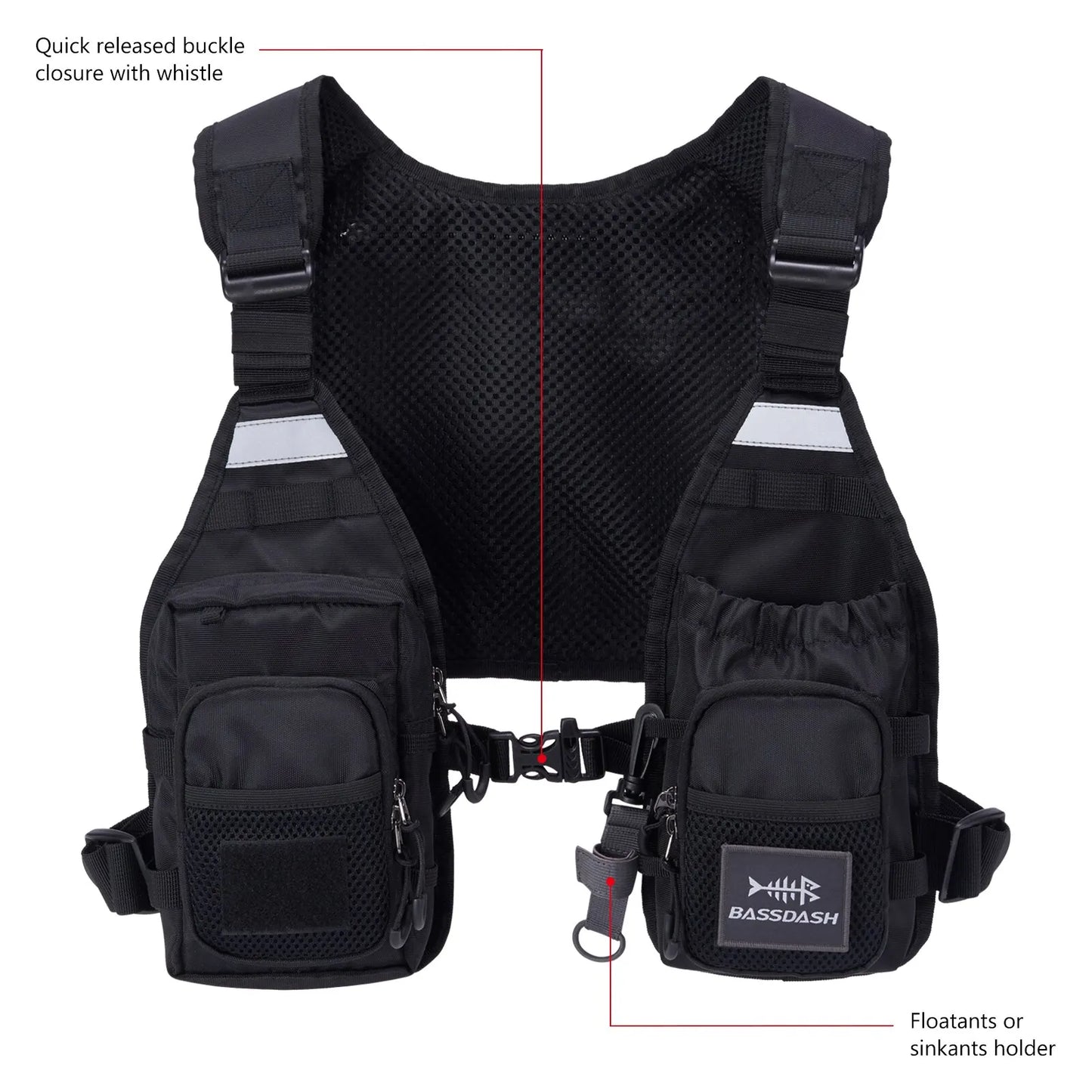 Bassdash FV08 Ultra Lightweight Fly Fishing Vest for Men and Women Portable Chest Pack One Size Fits Most