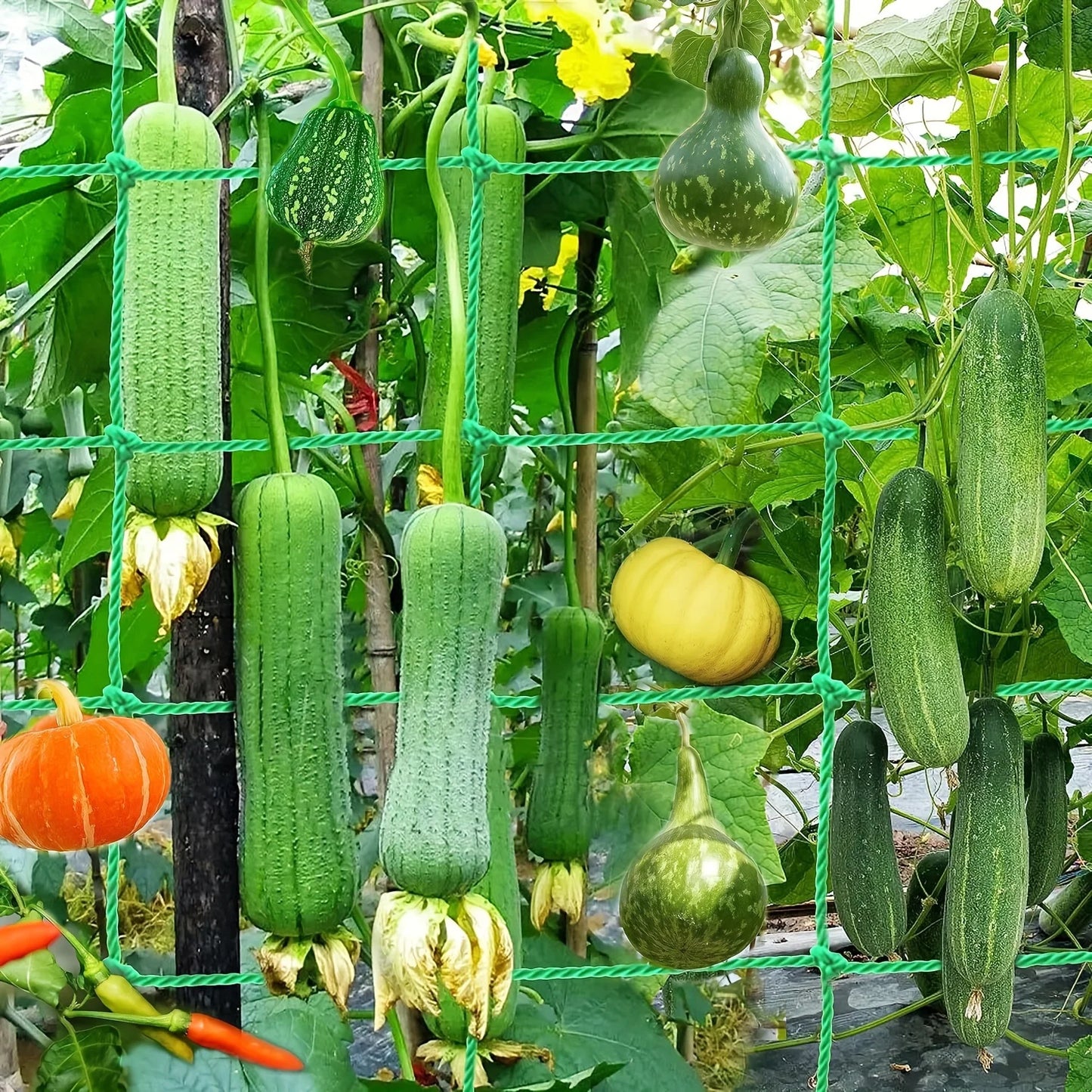 Hi-quality Nylon Garden Netting Loofah Morning Glory Flowers Vine Plants Climbing Net Cucumber Vine Grow Holder Brackets