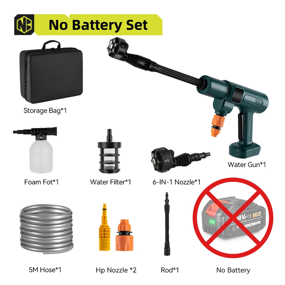 NEWBENY 200Bar Brushless High Pressure Car Washer Gun 6 IN 1 Electric Garden Washing Water Wash Spray Gun For Makita Battery Pin