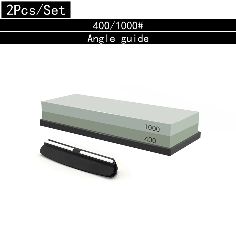 2in1 Professional Sharpening stones Knife sharpener Double-side Whetstone Grinder stone Watster stone Bamboo base Angle guide