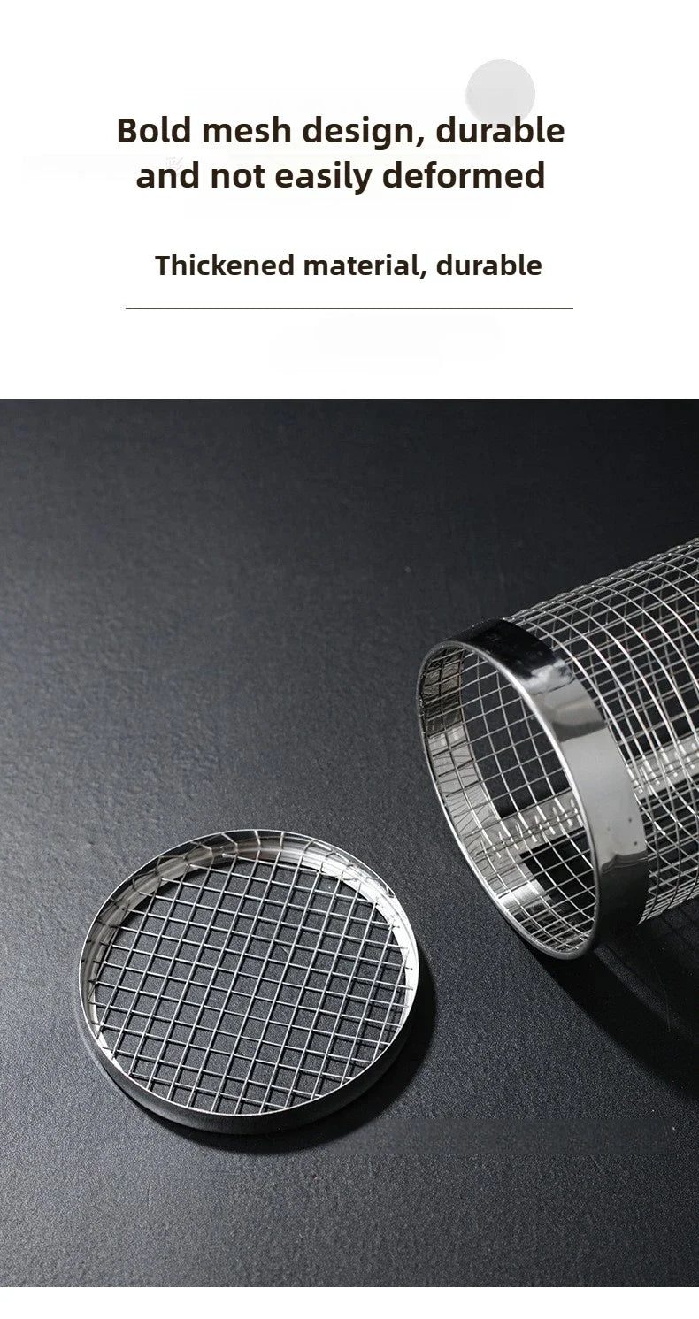2pcs Rolling Grilling Baskets for Outdoor Grill Bbq Net Tube Stainless Steel Round Mesh Rotation Barbecue Cage grill Accessories