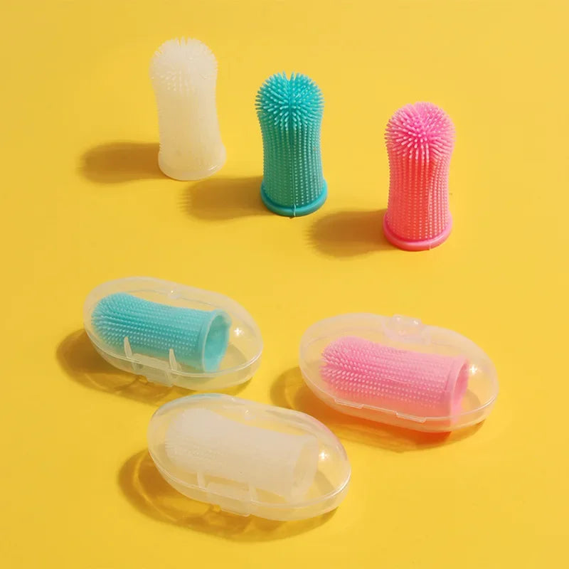 Dog Super Soft Pet Finger Toothbrush Teeth Cleaning Breath Care Nontoxic Silicone Tooth Brush Cat Dog Toothbrush Pet Products