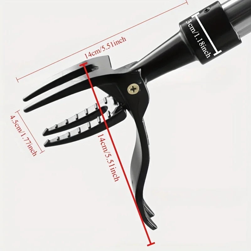 Heavy-Duty Stainless Steel 4-Prong Weed Puller, Adjustable Height Lawn with Long Handle, Sturdy Root Killer for Root Removal