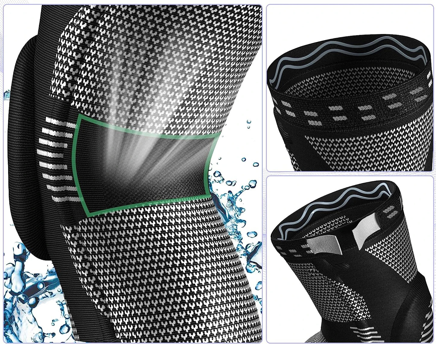 1/2Pcs Sport Compression Knee Support Brace Patella Protector Knitted Silicone Spring LegPad Cycling Running Basketball Football