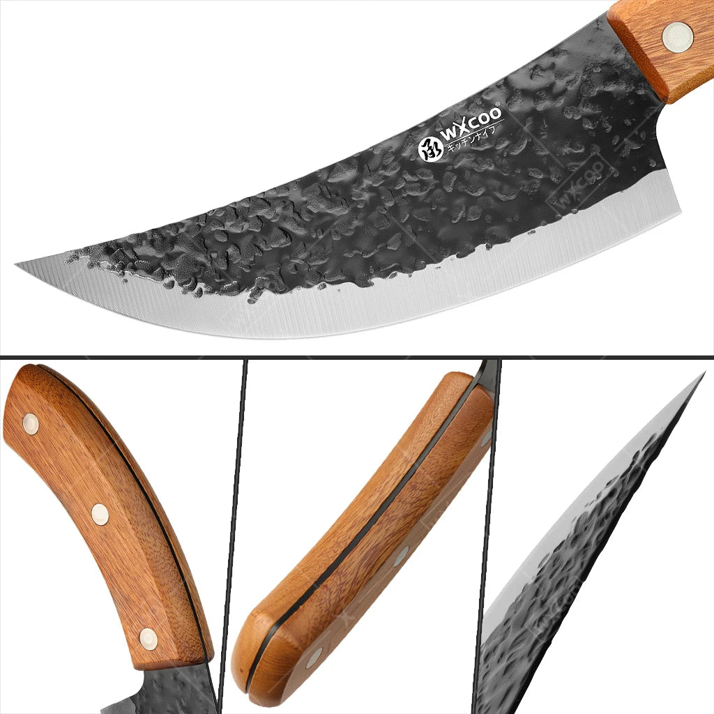 WXCOO Hand Forged Chef Knife Full Tang Butcher Knife Meat Cleaver for Cutting Meat Vegetables Kitchen Cooking Boning Knife