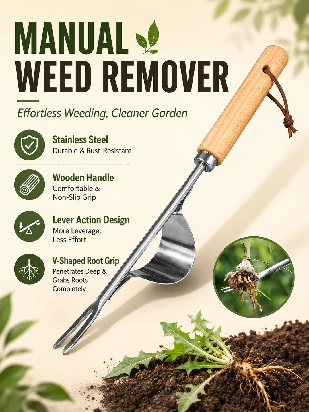 Manual Weed Remover, Stainless Steel Spatula Weed Puller, Garden Crack Weeder for Yard Patio Hoe Gardening Tool